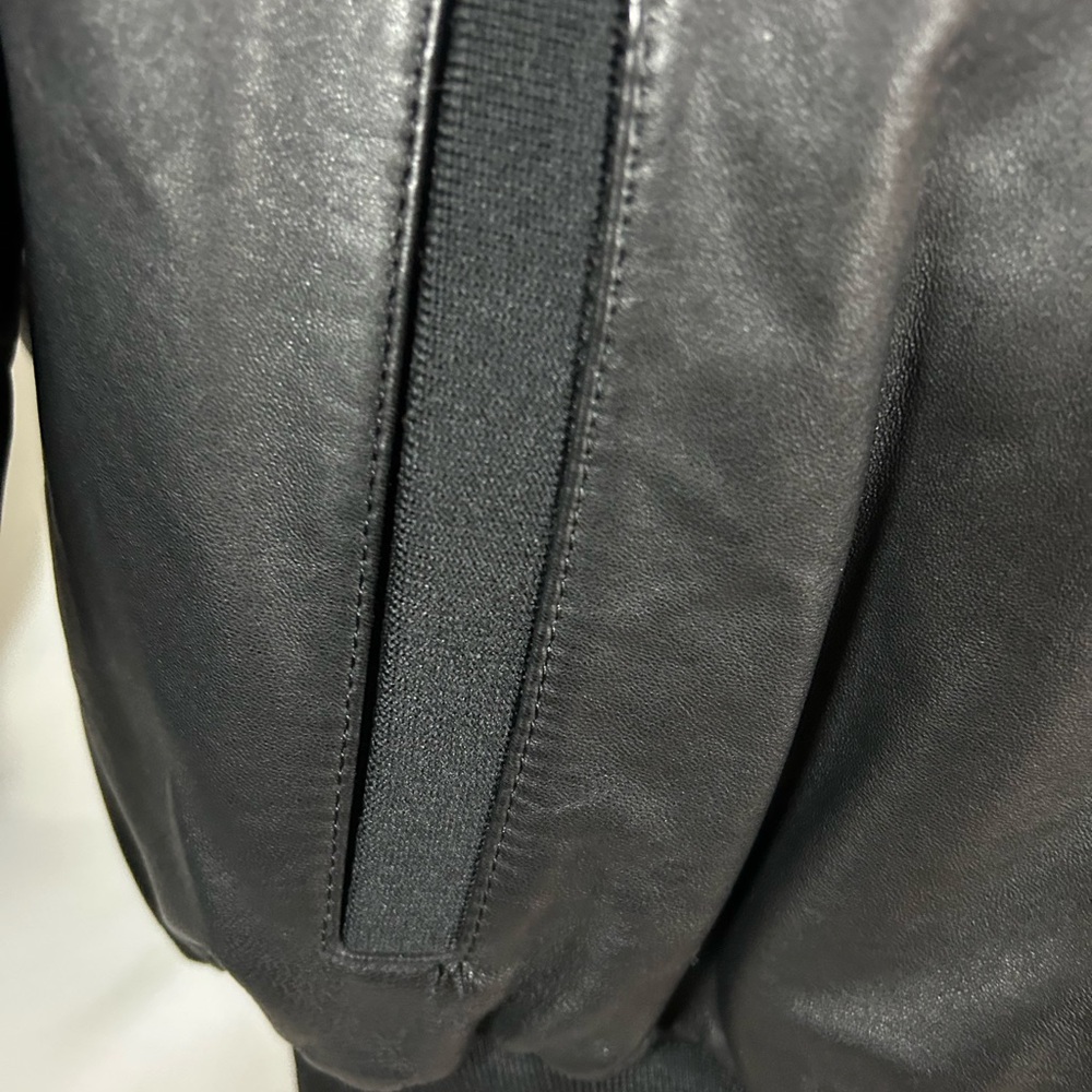 Knoles & Carter Italian lamp skin leather bomber jacket  removable inner liner - Picture 4 of 15